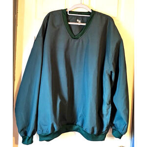 Badger Sport Windshirt Sz XL Dark Green Windbreaker Pullover Jacket V Neck